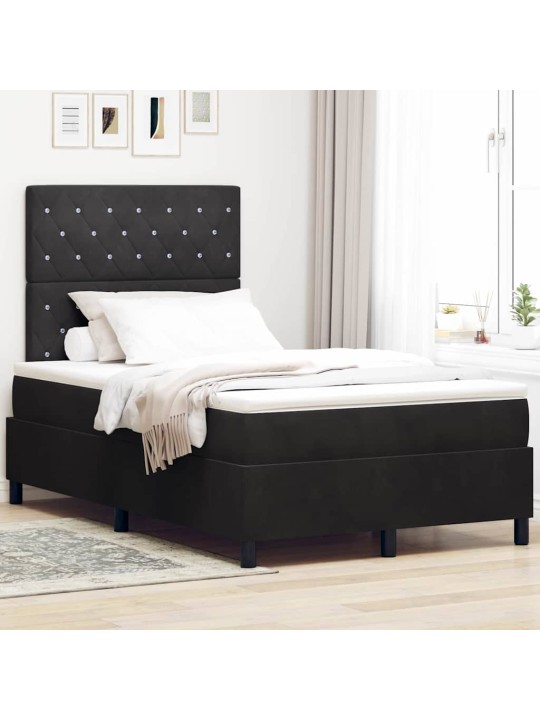 Kontinentālā gulta ar matraci melna 120 x 200 cm samts
