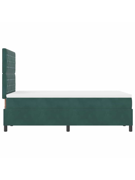 Kastītes atsperu gulta ar matraci tumši zaļa 120 x 200 cm samts