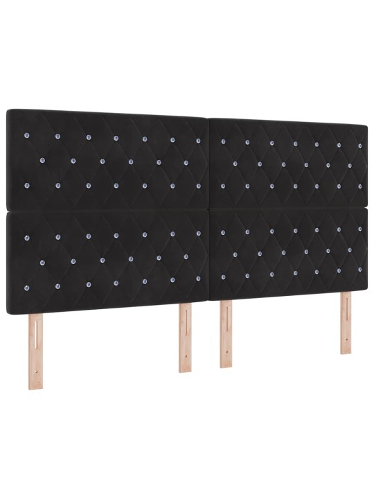 Kastītes atsperu gulta ar matraci melna 180 x 200 cm samts