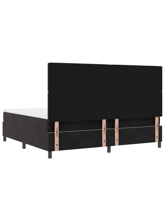 Kastītes atsperu gulta ar matraci melna 200 x 200 cm samts