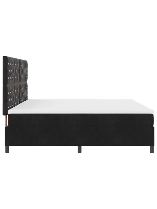 Kastītes atsperu gulta ar matraci melna 200 x 200 cm samts