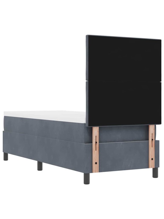 Kastītes atsperu gulta tumši pelēka 80 x 200 cm samts