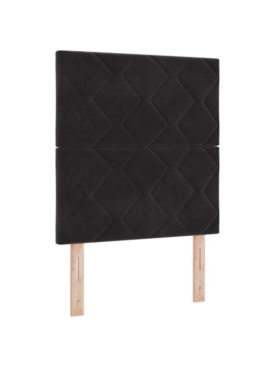Kastītes atsperu gulta ar matraci melna 80 x 200 cm samts