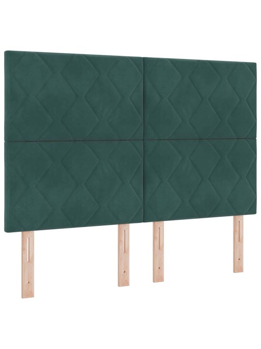 Kastītes atsperu gulta ar matraci tumši zaļa 140 x 200 cm samts