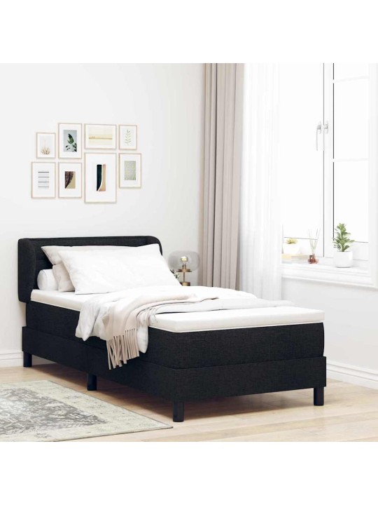 Kontinentālā gulta ar matraci melna 100 x 200 cm audums