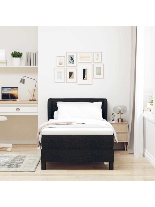 Kontinentālā gulta ar matraci melna 100 x 200 cm audums