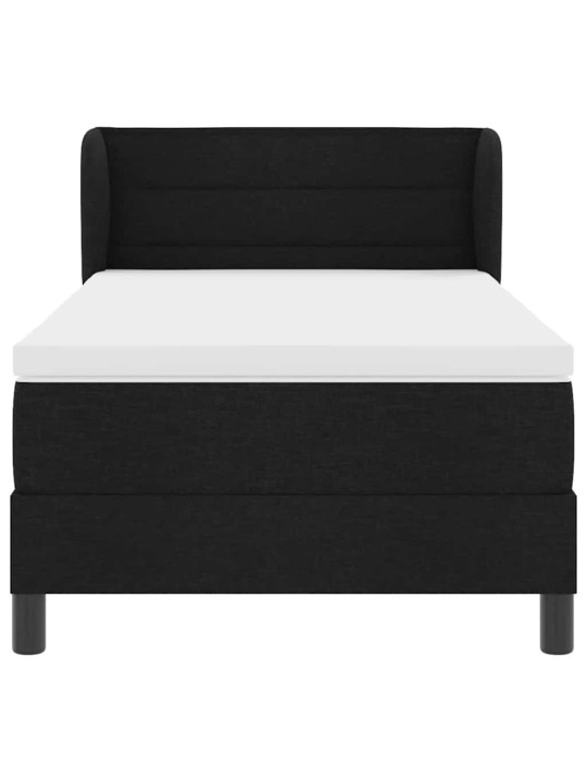 Kontinentālā gulta ar matraci melna 100 x 200 cm audums