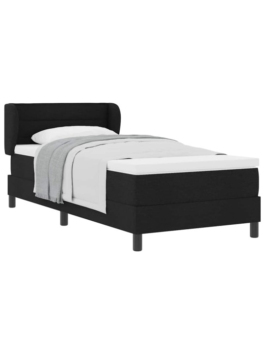 Kontinentālā gulta ar matraci melna 100 x 200 cm audums