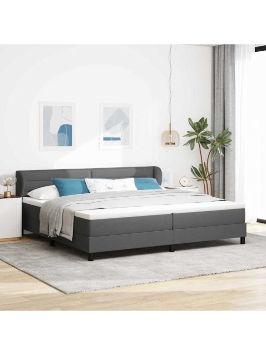 Kontinentālā gulta ar matraci tumši pelēka 200 x 200 cm audums