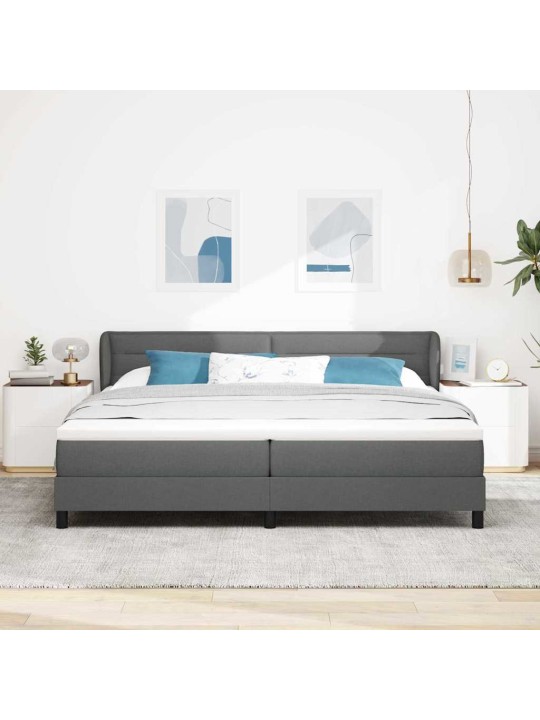 Kontinentālā gulta ar matraci tumši pelēka 200 x 200 cm audums