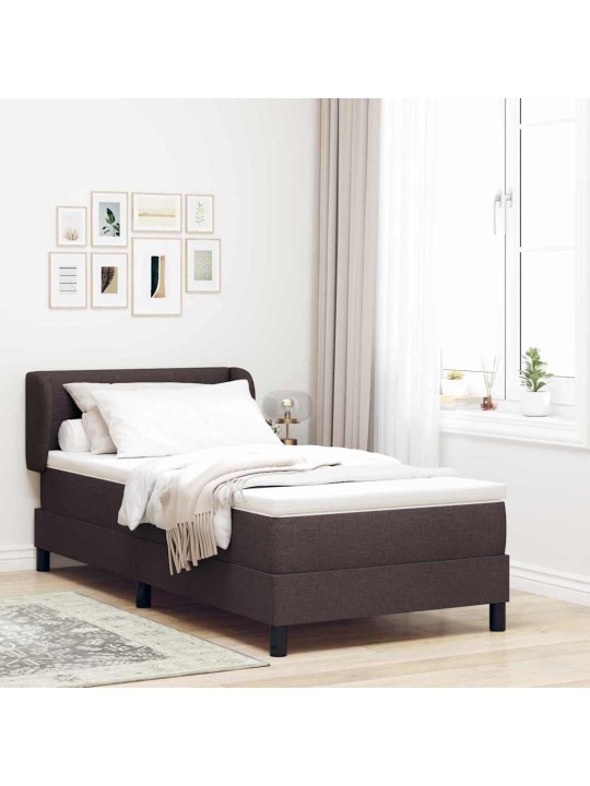 Kontinentālā gulta ar matraci tumši brūna 80 x 200 cm audums