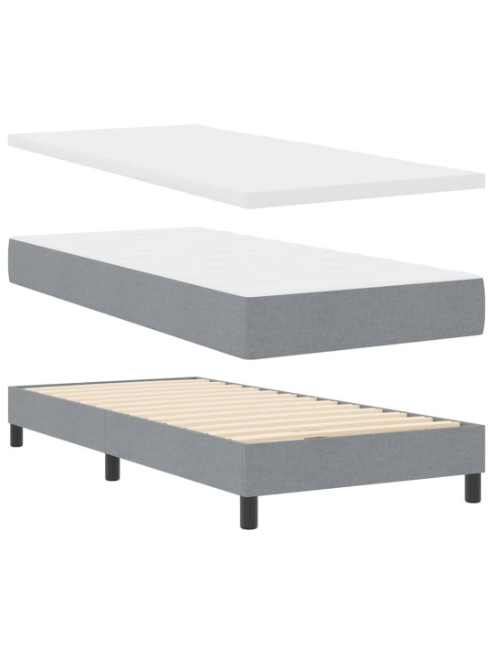 Kontinentālā gulta ar matraci gaiši pelēka 100 x 200 cm audums