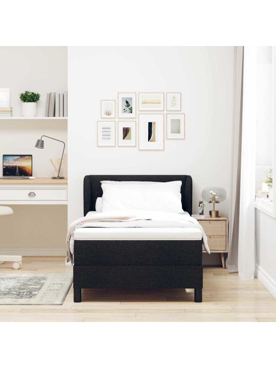 Kontinentālā gulta ar matraci melna 100 x 200 cm audums