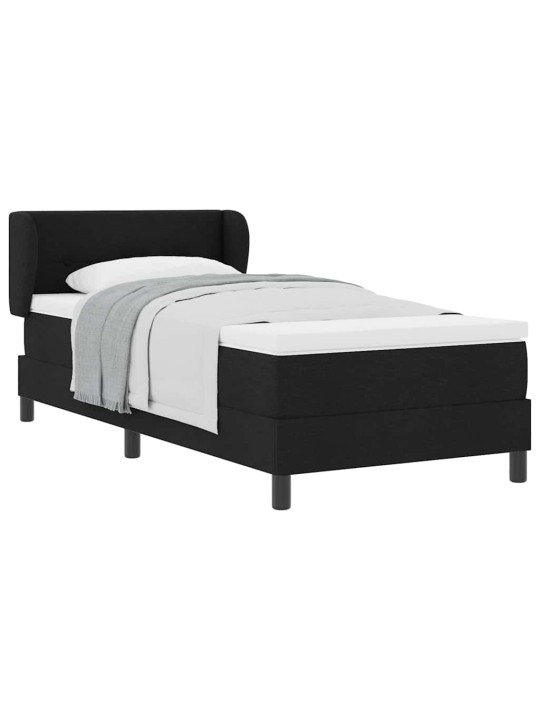 Kontinentālā gulta ar matraci melna 100 x 200 cm audums