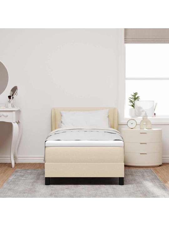 Kontinentālā gulta ar matraci krēmkrāsa 100 x 200 cm audums