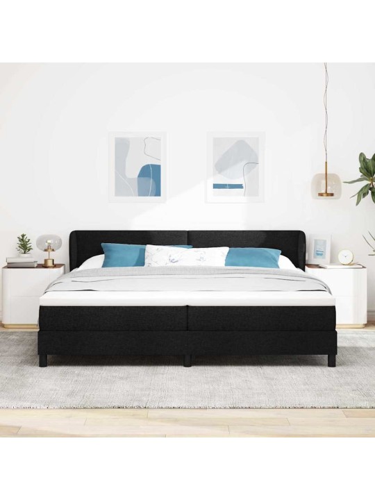 Kontinentālā gulta ar matraci melna 200 x 200 cm audums