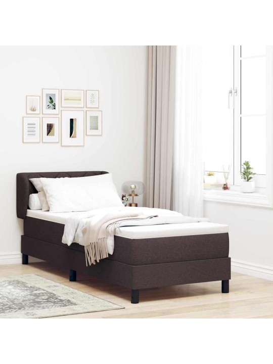 Kontinentālā gulta ar matraci tumši brūna 80 x 200 cm audums