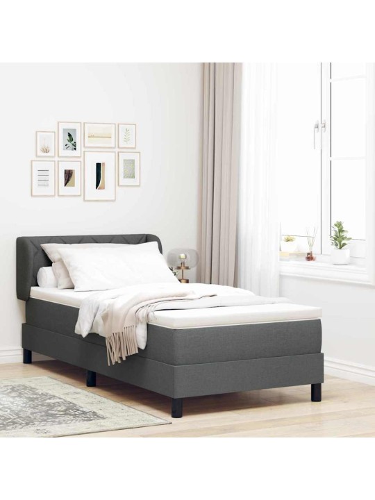 Kontinentālā gulta ar matraci tumši pelēka 90 x 190 cm audums
