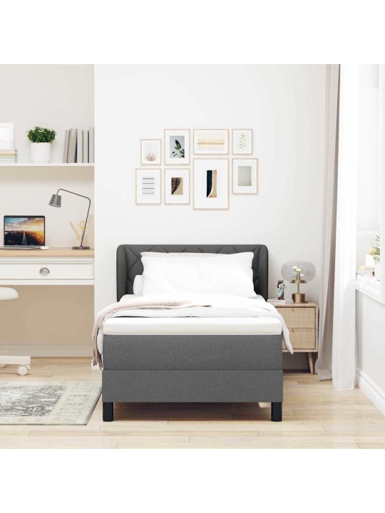 Kontinentālā gulta ar matraci tumši pelēka 90 x 190 cm audums