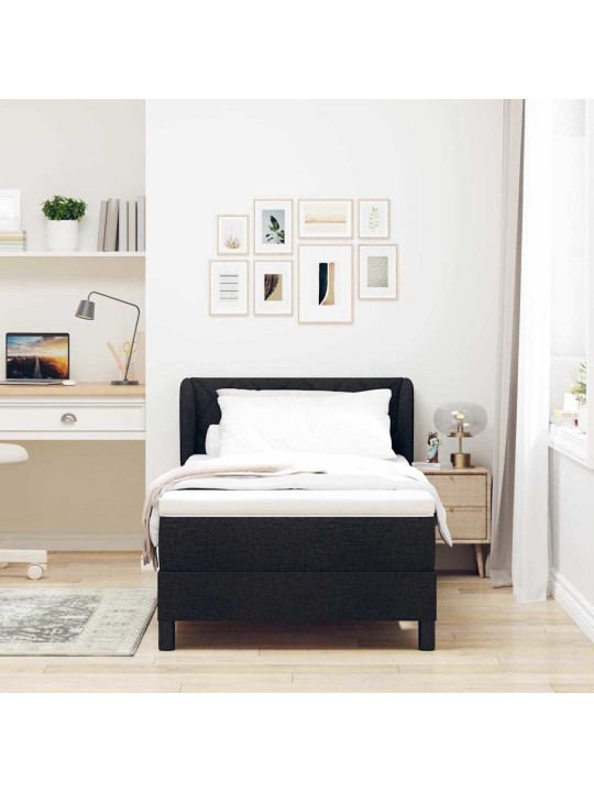 Kontinentālā gulta ar matraci melna 100 x 200 cm audums
