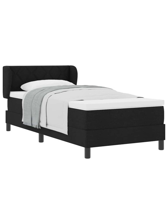 Kontinentālā gulta ar matraci melna 100 x 200 cm audums