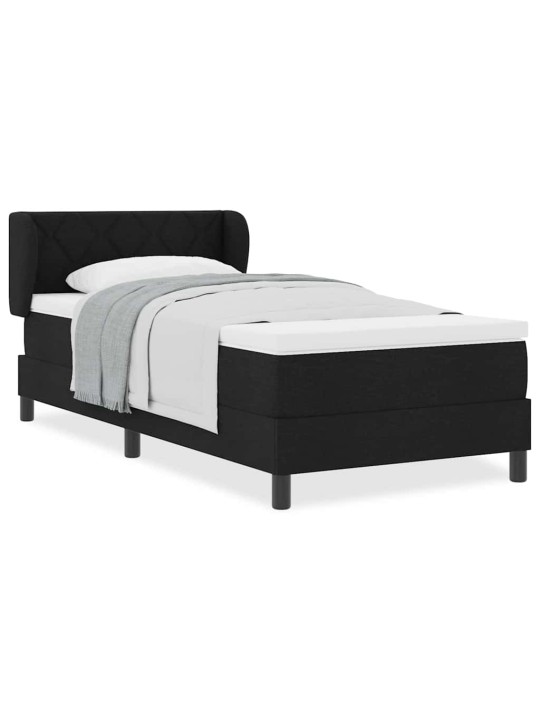 Kontinentālā gulta ar matraci melna 100 x 200 cm audums