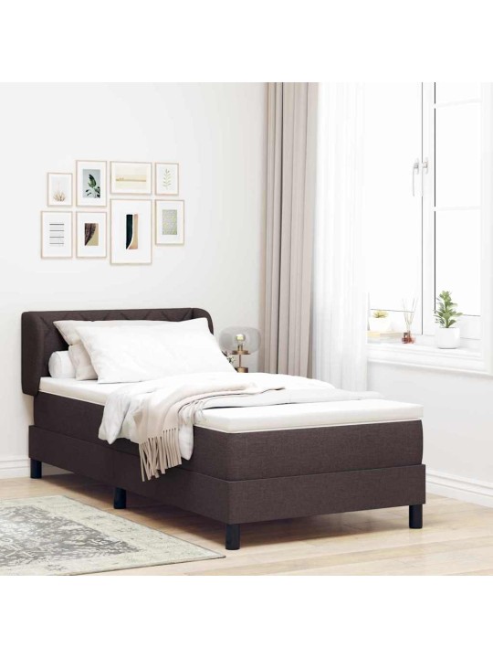 Kontinentālā gulta ar matraci tumši brūna 100 x 200 cm audums