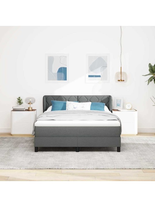 Kontinentālā gulta ar matraci tumši pelēka 140 x 190 cm audums