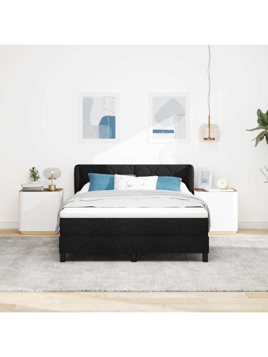 Kontinentālā gulta ar matraci melna 140 x 200 cm audums