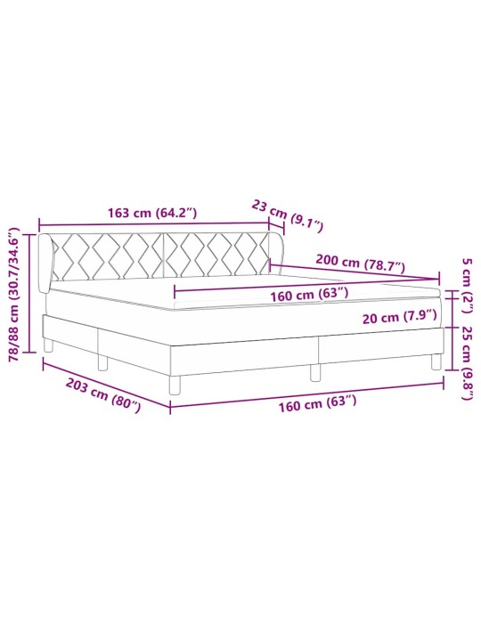 Kontinentālā gulta ar matraci melna 160 x 200 cm audums