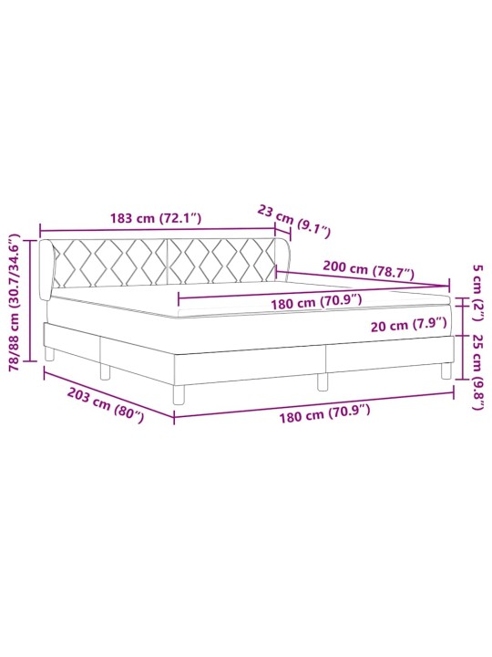 Kontinentālā gulta ar matraci tumši pelēka 180 x 200 cm audums
