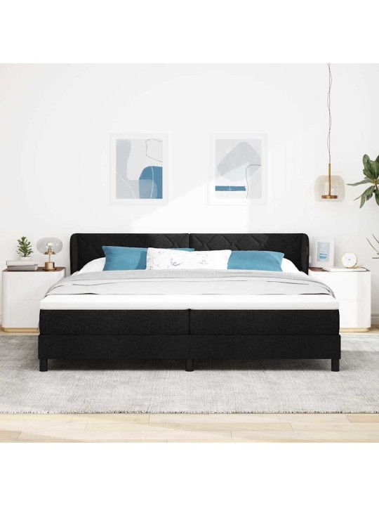 Kontinentālā gulta ar matraci melna 200 x 200 cm audums