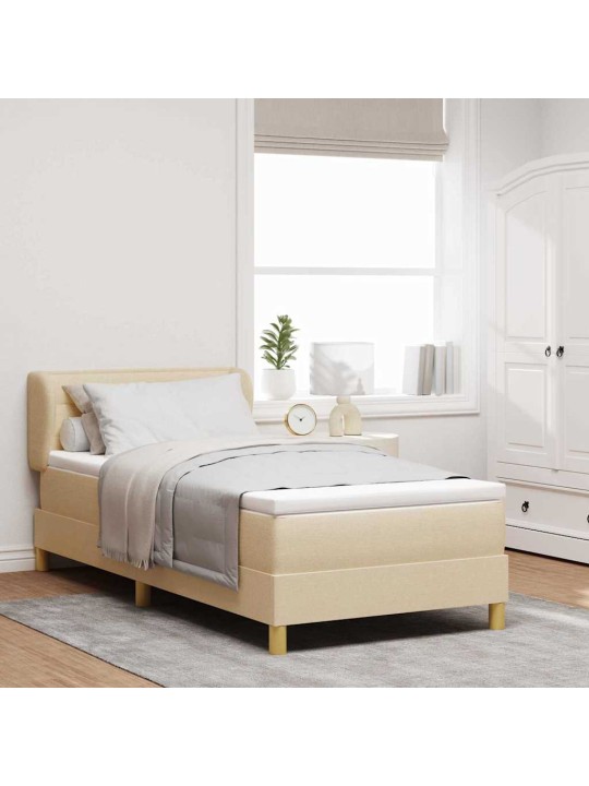 Gulta ar atsperēm un matraci krēmkrāsā 90x200 cm fabric