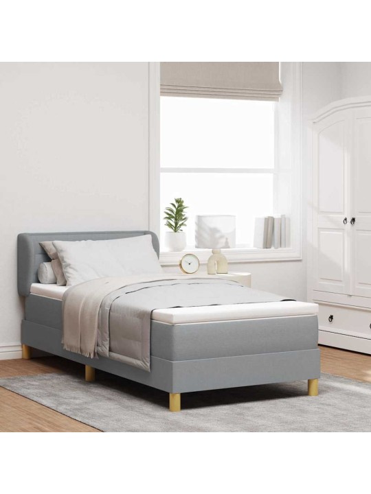 Gulta ar atsperēm un matraci krēmkrāsā 90x200 cm fabric