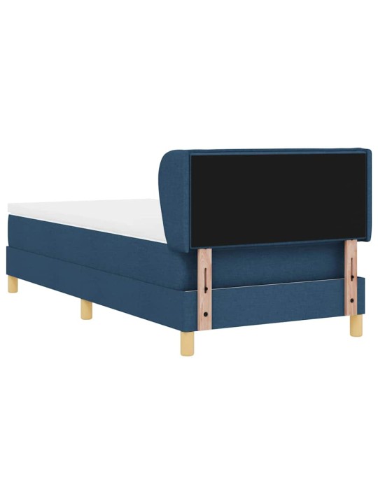 Gulta ar atsperēm un matraci krēmkrāsā 90x200 cm fabric zila