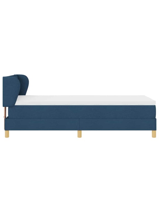 Gulta ar atsperēm un matraci krēmkrāsā 90x200 cm fabric zila
