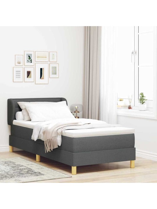 Gulta ar atsperēm un matraci krēmkrāsā 90x200 cm fabric