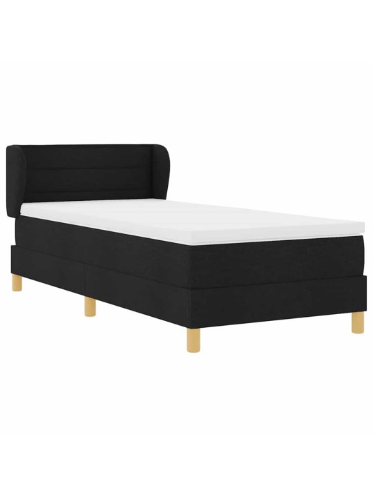 Gulta ar atsperēm un matraci krēmkrāsā 90x200 cm fabric melna