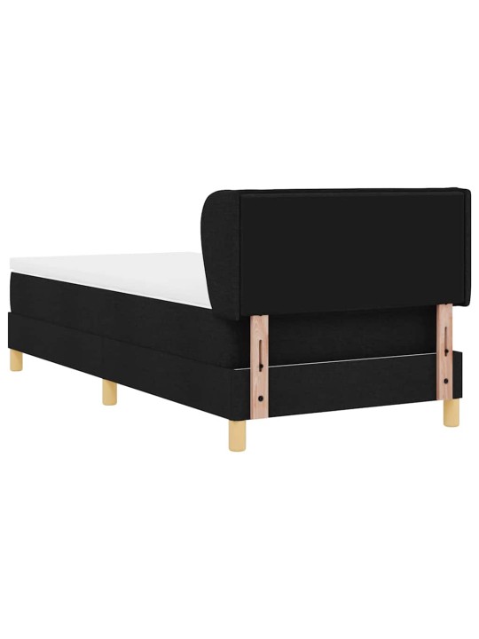 Gulta ar atsperēm un matraci krēmkrāsā 90x200 cm fabric melna