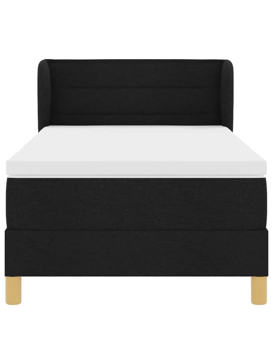 Gulta ar atsperēm un matraci krēmkrāsā 90x200 cm fabric melna