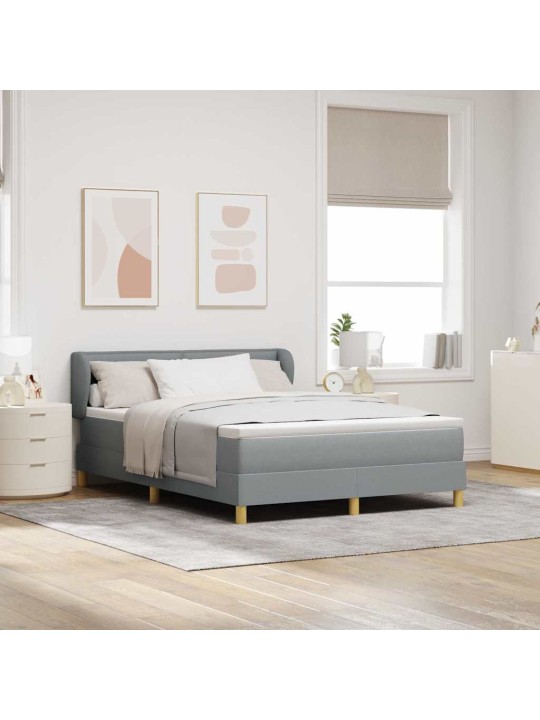 Gulta ar atsperēm un matraci krēmkrāsā 90x200 cm fabric