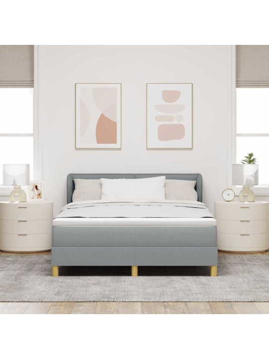 Gulta ar atsperēm un matraci krēmkrāsā 90x200 cm fabric