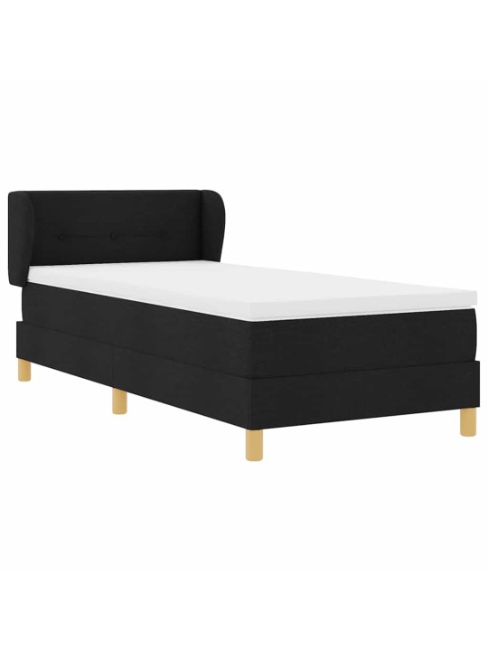 Gulta ar atsperēm un matraci krēmkrāsā 90x200 cm fabric melna
