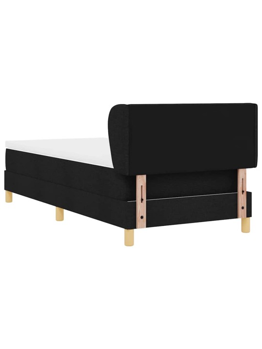 Gulta ar atsperēm un matraci krēmkrāsā 90x200 cm fabric melna