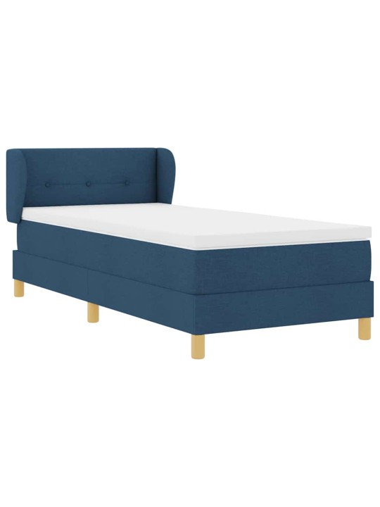 Gulta ar atsperēm un matraci krēmkrāsā 90x200 cm fabric zila
