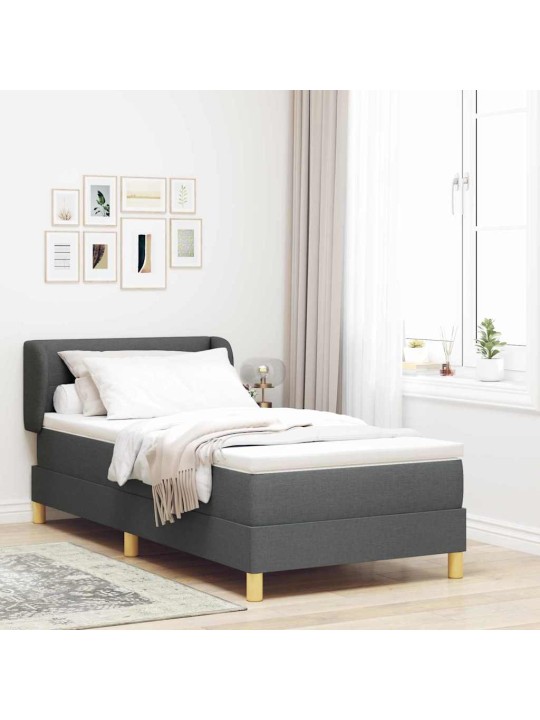 Gulta ar atsperēm un matraci krēmkrāsā 90x200 cm fabric
