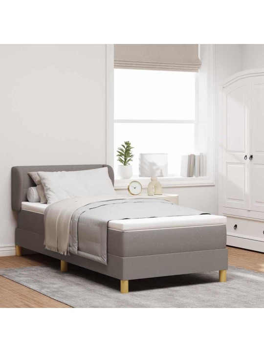 Gulta ar atsperēm un matraci krēmkrāsā 90x200 cm fabric