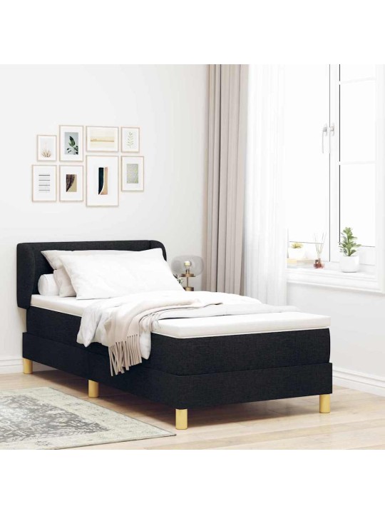 Gulta ar atsperēm un matraci krēmkrāsā 90x200 cm fabric melna