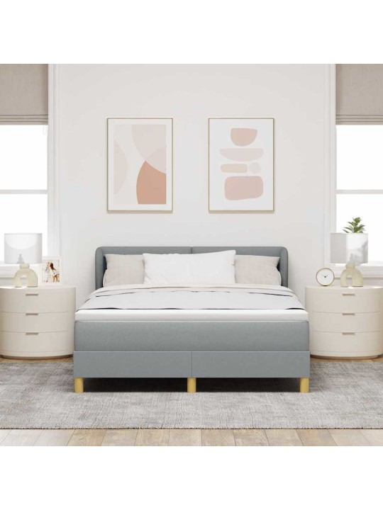 Gulta ar atsperēm un matraci krēmkrāsā 90x200 cm fabric