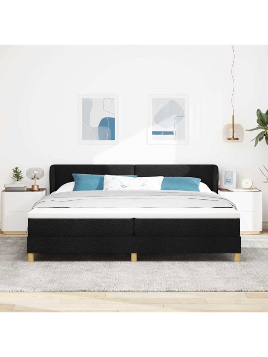 Gulta ar atsperēm un matraci krēmkrāsā 90x200 cm fabric melna
